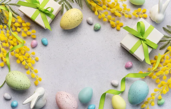 Flowers, eggs, spring, colorful, Easter, flowers, spring, Easter