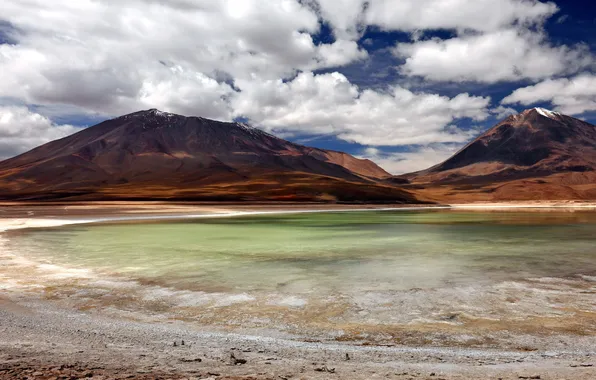 The sky, landscape, mountains, lake