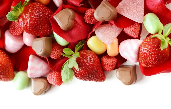 Chocolate, strawberry, candy, sweets