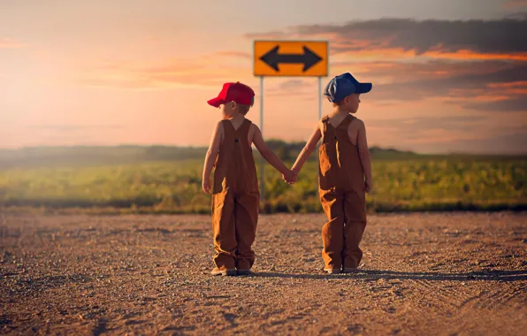 Road, children, arrow, index, direction