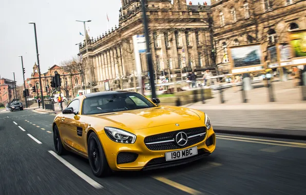 Yellow, Mercedes, Mercedes, AMG, AMG, UK-spec, 2015, GT S