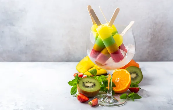 Picture ice cream, ice, glass, Iryna Melnyk, dessert, fruit