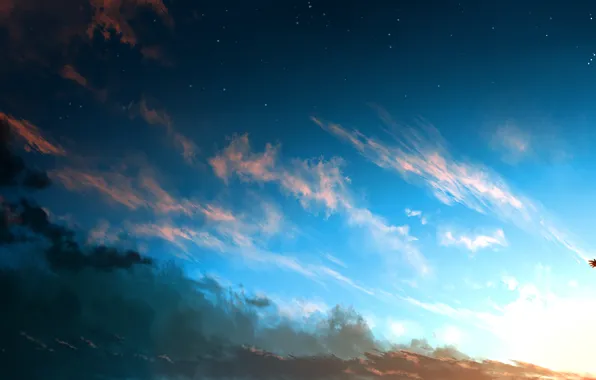 Picture the sky, girl, sunset