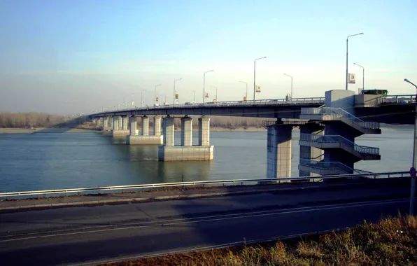 Road, The city, River, Support, Barnaul, The new bridge, Ob