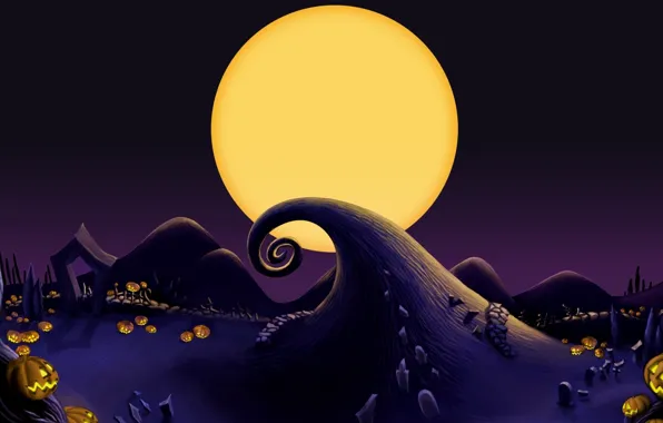 Night, holiday, the moon, pumpkin, Halloween, zakrutka