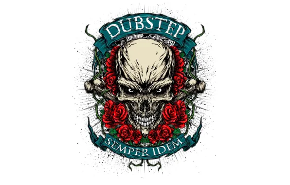 Picture flowers, style, music, skull, roses, direction, dubstep, dubstep