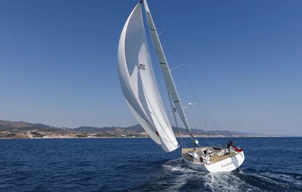 Sea, the way, the wind, coast, yacht, sails, sea romance