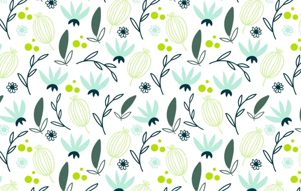 Picture flowers, green, sprig, background, texture, floral pattern