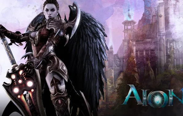 Girl, angel, sword, MMORPG, Aoin