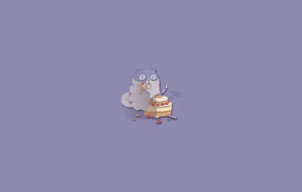 Picture cat, minimalism, cake, cake, apofiss, sweet tooth, Ghost, Boggart cat