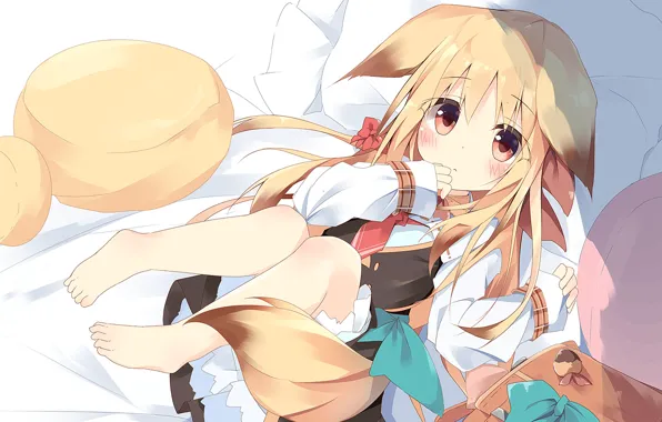 Girl, Fox, ears, ponytail