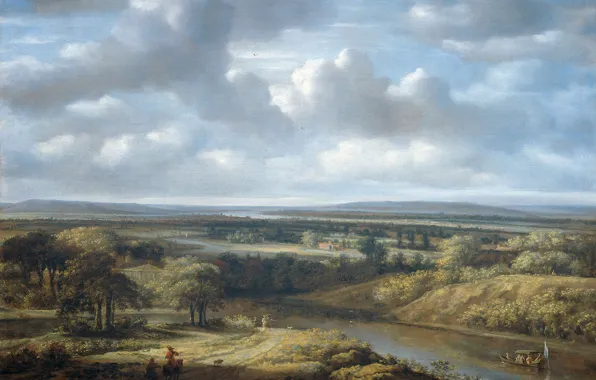 Oil, picture, canvas, River Landscape, Philips Koninck