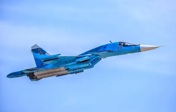 Picture flight, duck, fighter-bomber, SU-34, supersonic, multifunction, Videoconferencing Russia, generation 4