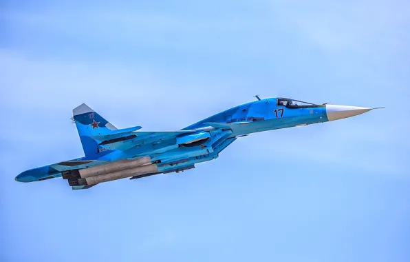 Flight, duck, fighter-bomber, SU-34, supersonic, multifunction, Videoconferencing Russia, generation 4