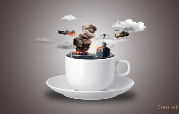 Picture sea, War, New, Helicopter, Cup, Fog, Wallpaeprs, Plane