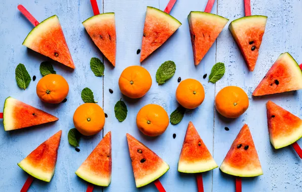Berries, Watermelon, citrus, tangerines