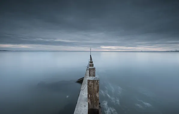 Sea, landscape, night