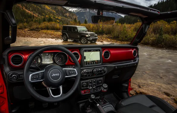 2018, Jeep, Wrangler Rubicon, Wrangler Sahara, the view from the interior