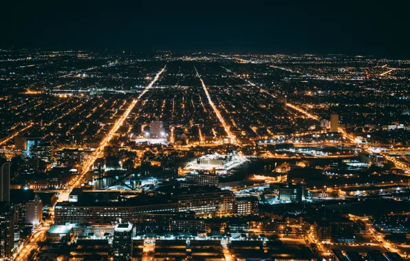Night, city, the city, lights, height, night city, street, night