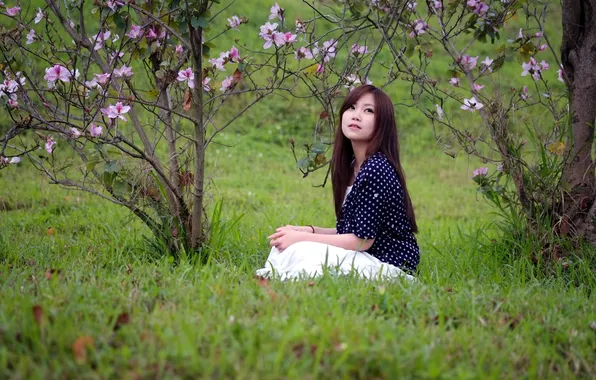 Picture girl, nature, Asian