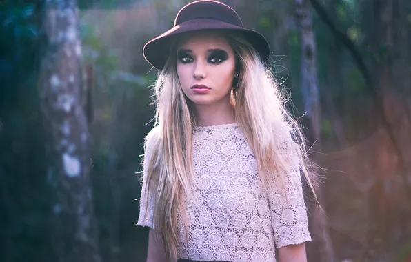 Look, girl, hat, blonde