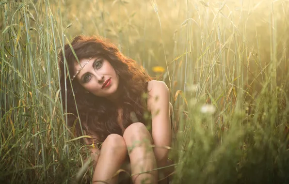 Summer, look, girl, nature, face, background, hair