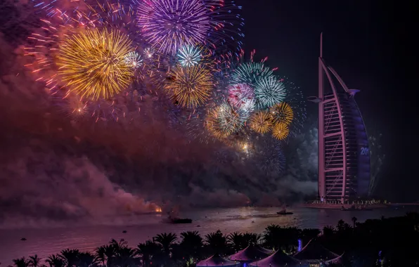 Picture Dubai, night, New Year, fireworks, UAE