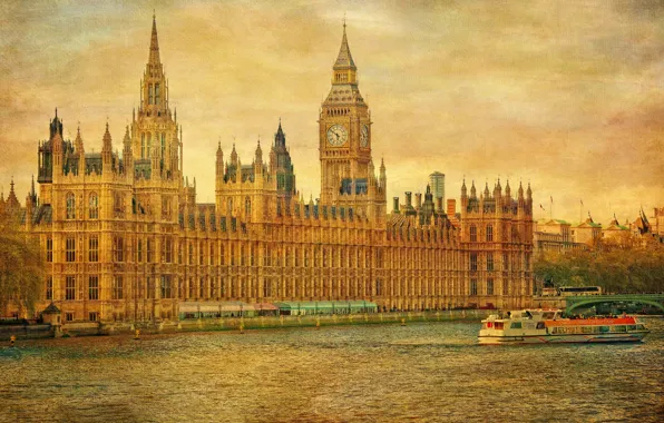 The sky, river, watch, England, London, tower, Thames, Parliament