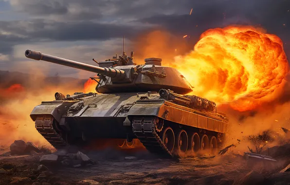 Fire, The explosion, Tank, Digital art, AI art, The Art of Artificial Intelligence, Neural network, …