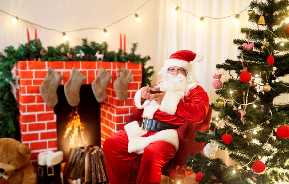 Decoration, red, lights, holiday, hat, toy, tree, new year