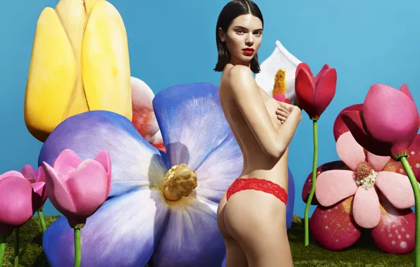 Model, naked, panties, briefs, Kendall Jenner