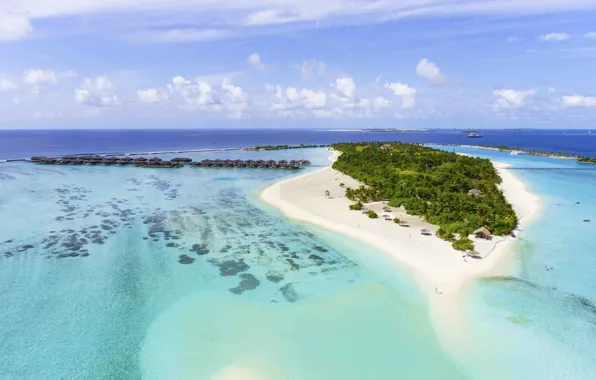 The ocean, island, The Maldives, resort, Laguna, Maldives, Bungalow, plyad