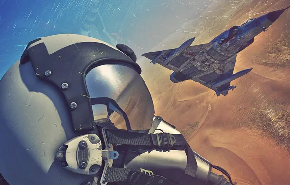 The sky, figure, fighter, cabin, pilot, the plane, Mirage-2000