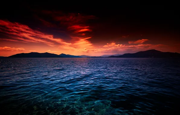 Picture sea, the sky, night