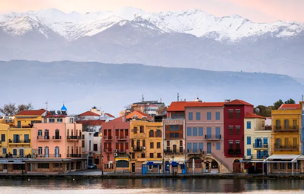 Picture mountains, building, Greece, The Island of Crete