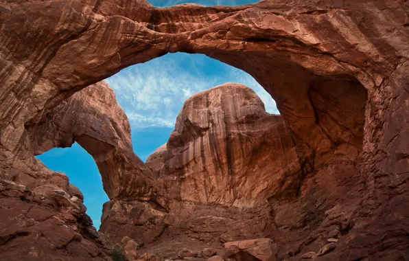 The sky, nature, rocks, texture, arch
