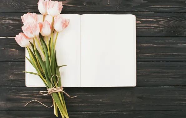 Flowers, bouquet, tulips, pink, wood, pink, flowers, tulips