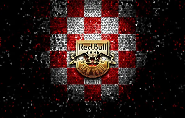 Wallpaper, sport, logo, football, glitter, New York Red Bulls, checkered, MLS