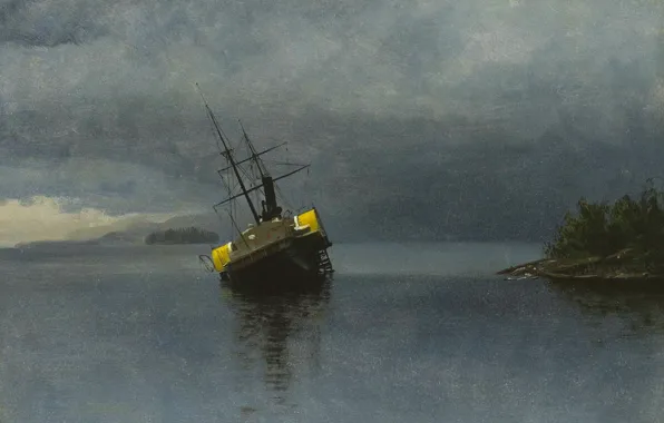Landscape, ship, picture, Albert Bierstadt, The Death Of Ancona
