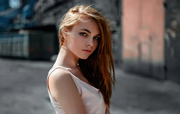 Summer, girl, the city, street, model, makeup, beautiful, long hair