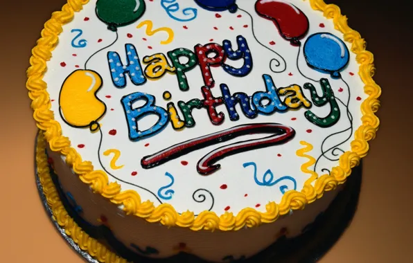 Happy Birthday, Cake, Balloons, Happy Birthday