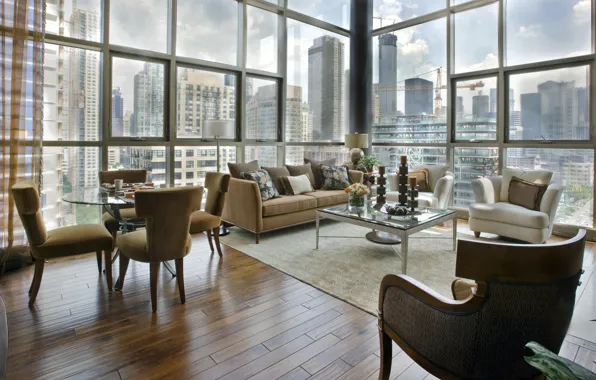 Picture design, style, interior, megapolis, living room, city apartment