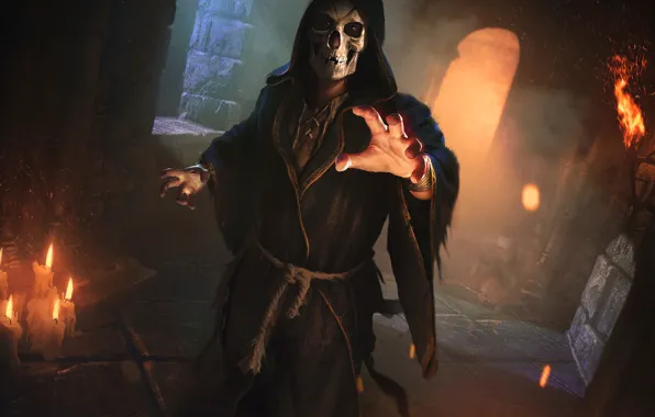 Picture hands, people, night, art, skull, The Elder Scrolls Legends
