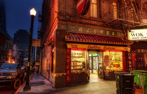 The evening, Street, Chinatown, shop