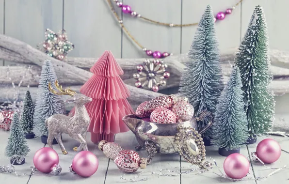 Picture decoration, balls, tree, New Year, Christmas, gifts, happy, Christmas