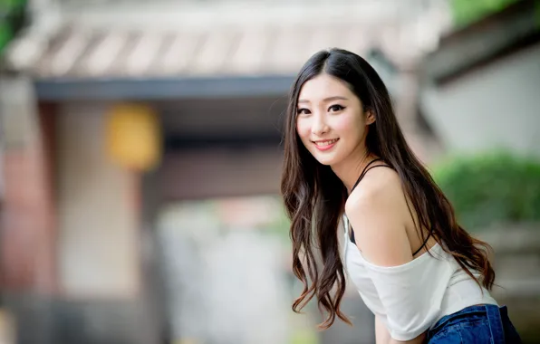 Picture girl, smile, Asian, cutie, bokeh