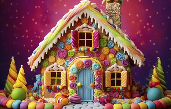 Roof, stars, snow, patterns, curls, the fence, icicles, cookies