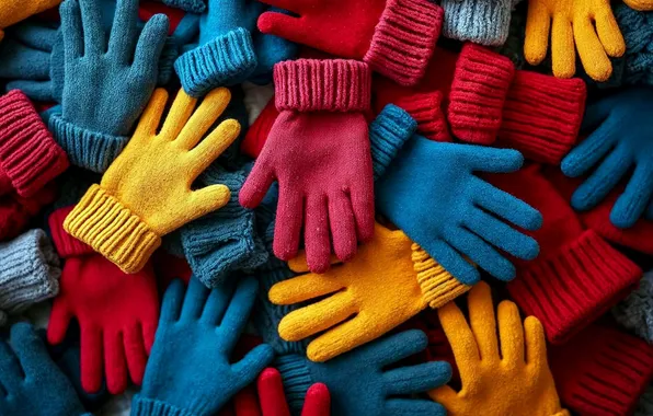 Picture gloves, colorful, a lot, AI art