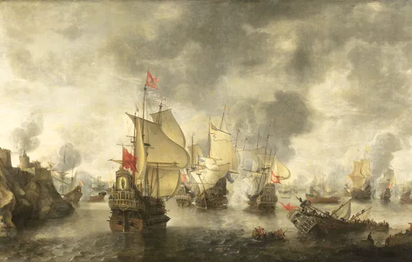 Picture oil, picture, canvas, 1656, Abraham Beer Came, Abraham Verstraten, Battle of the United Venetian and …