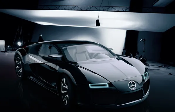 Background, lights, Mercedes, body, cool, Benz SLS Concept